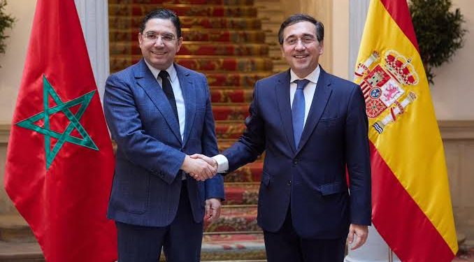 Moroccan Foreign Minister Nasser Bourita and Spanish Foreign Minister José Manuel Albares.