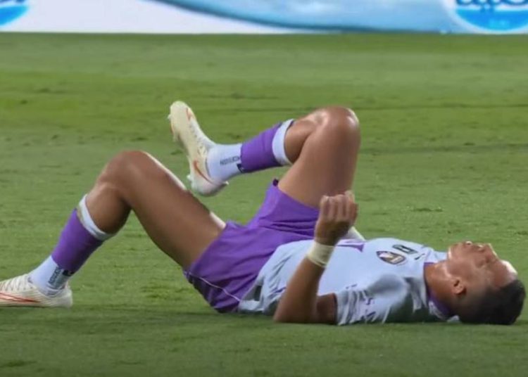 Moroccan international Soufiane Rahimi was forced to leave the pitch in tears after suffering an apparent hamstring injury during Al Ain's