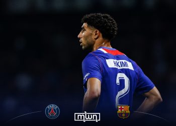 Moroccan international Achraf Hakimi contributed an assist in Paris Saint-Germain’s 4-2 victory over Barcelona on Tuesday, October 20, at the Parc des Princes in the third round of the UEFA Champions League league phase.