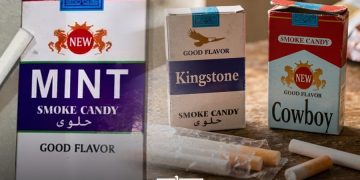 Candy sold in packaging that imitates cigarette packs. (Designed by MWN team)