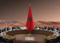 An illustration of the Moroccan flag against a Sahara desert backdrop, with UN Security Council members voting. (Designed by MWN team)