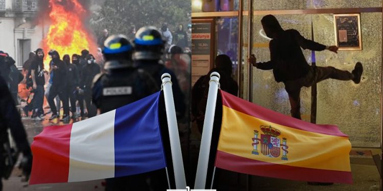 Europe Protests Expand to Spain, Police Arrest 128 Protesters in Barcelona