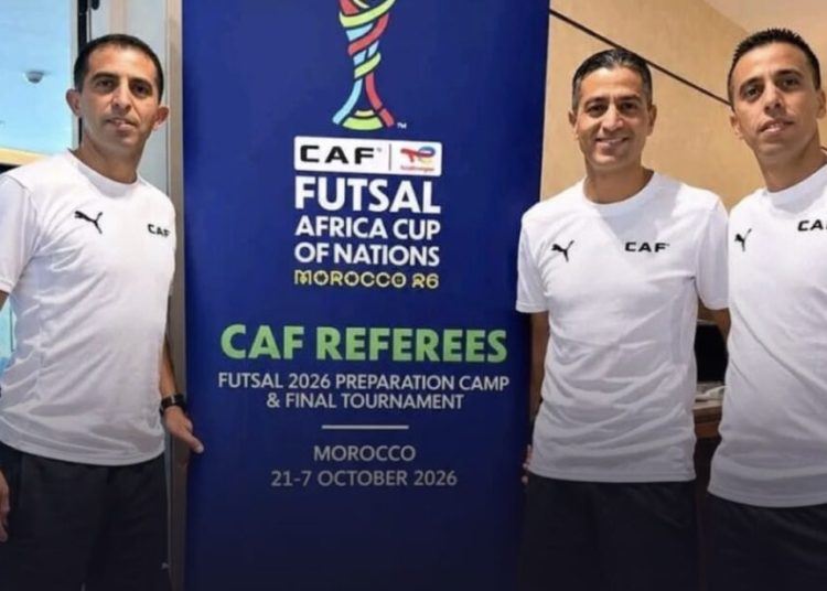 Three Moroccan referees will officiate the third-place playoff between Egypt and Algeria at the 2026 Africa Futsal Cup of Nations, taking place in Morocco.