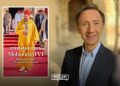 A composite image featuring French historian and author Stéphane Bern alongside his new book, Mohammed VI: Héritage et destin de la monarchie alaouite, featuring King Mohammed VI on its cover. (Designed by MWN team)