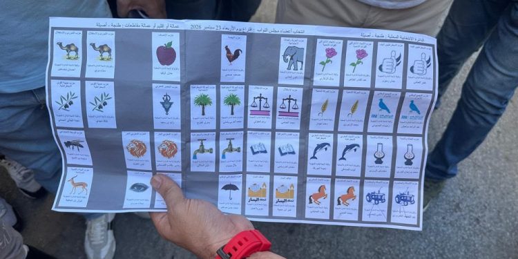 A person holds ballots reportedly recovered from a bag in Tangier on election day and allegedly pre-filled in favor of the Authenticity and Modernity Party (PAM).