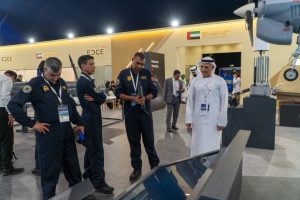 The EDGE Group stand at the United Arab Emirates (UAE) National Pavilion during the Marrakech Air Show 2026.