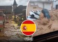 A graphic featuring scenes of flooding in Madrigueras, Spain, by MWN Design Team.