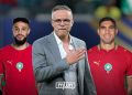A graphic featuring Noussair Mazraoui, Mohamed Ouahbi, and Achraf Hakimi, by MWN Design Team.