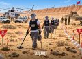 Mine-clearance operations near the sand berm in Western Sahara.