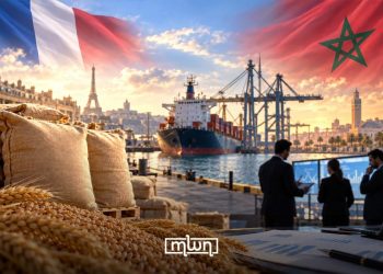 A graphic featuring Morocco-France trade and grain exports, with the flags of Morocco and France, by MWN Design Team.