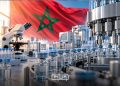 A graphic featuring Morocco’s pharmaceutical and biotechnology industry, with laboratory equipment and pharmaceutical production, by MWN Design Team.
