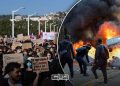 A graphic featuring scenes from student protests in France, by MWN Design Team.