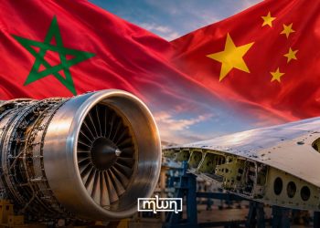 A graphic featuring the Moroccan and Chinese flags alongside aircraft engines and aerospace manufacturing, by MWN Design Team.
