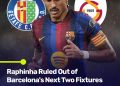 Barcelona Rule Raphinha Out of Getafe, Galatasaray Fixtures | Created by MWN Design Team