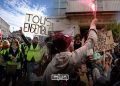 A graphic featuring protests in France by students and yellow vests, by MWN Design Team.