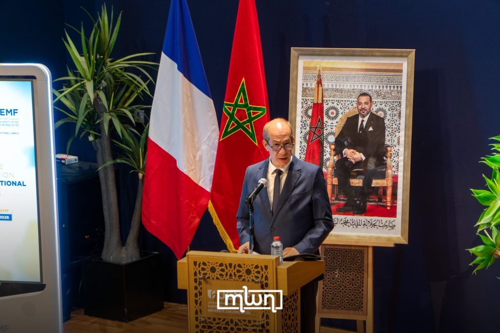 Prof. Mostapha Bousmina, President of the Euro-Mediterranean University of Fez (UEMF), during the inauguration of the Shared International Campus with Paris 1 Panthéon-Sorbonne, October 15, 2026. / MWN Photography Team