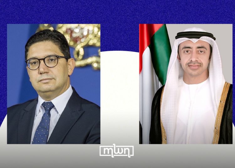 Morocco’s Foreign Minister Nasser Bourita and his Emirati counterpart, Sheikh Abdullah bin Zayed Al Nahyan