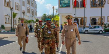 Malian military delegation during the security visit to Morocco, accompanied by Moroccan military officials.
